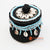 EXAC024-3 BLACK MACRAME TRINKET COIN HOLDER WITH BLUE AND WHITE BEADING AND SHELL