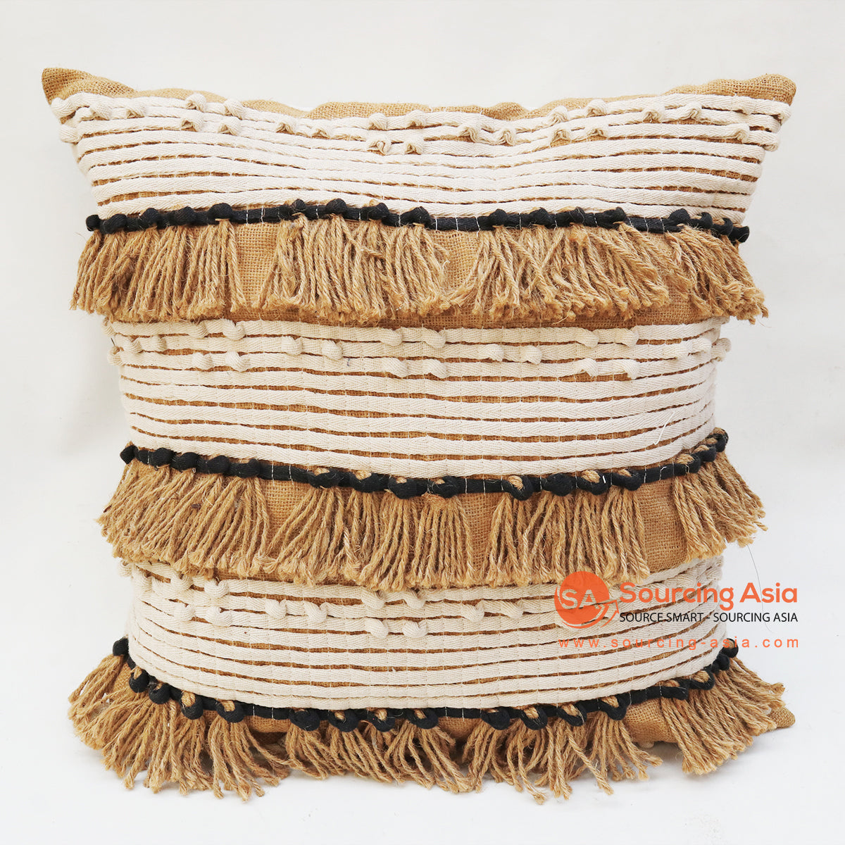 EXAC026 NATURAL CUSHION WITH FRINGE (PRICE WITHOUT INNER)