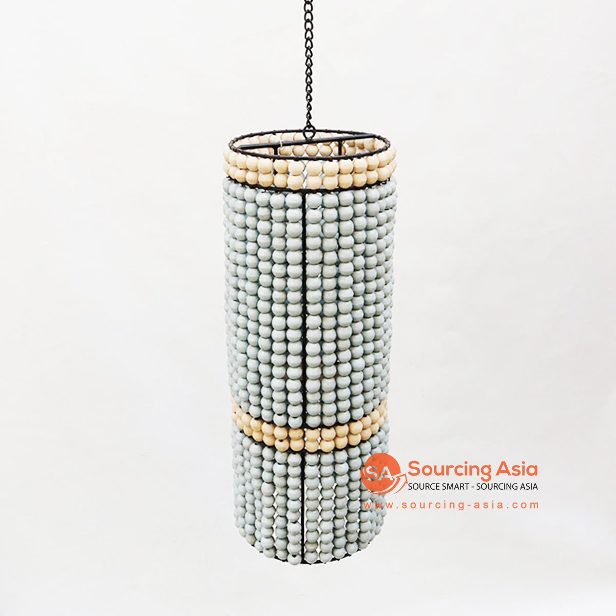 EXAC041 NATURAL AND TURQUOISE TIMBER BEADS PENDANT LAMP