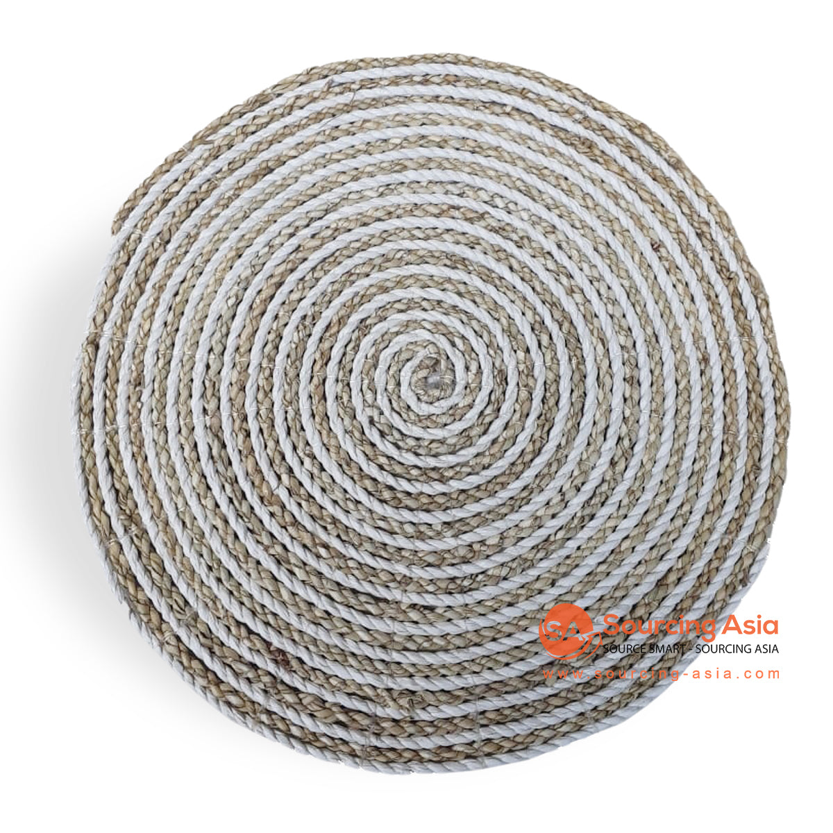 HBS070 WHITE AND NATURAL ROUND SEAGRASS PLACEMAT