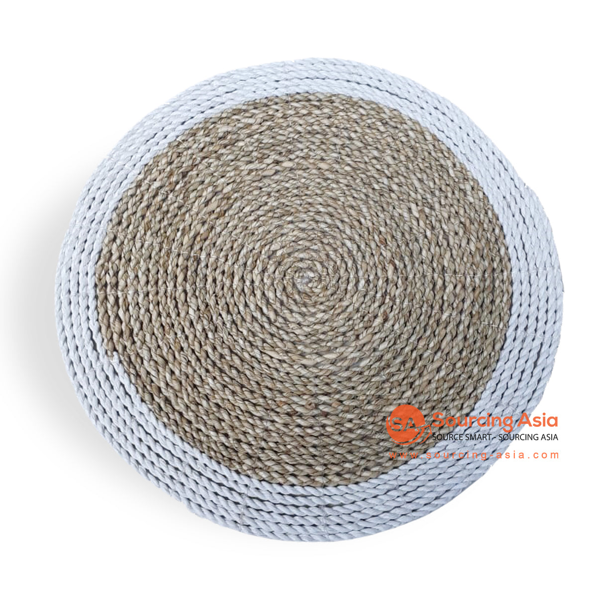 HBS071 WHITE AND NATURAL ROUND SEAGRASS PLACEMAT