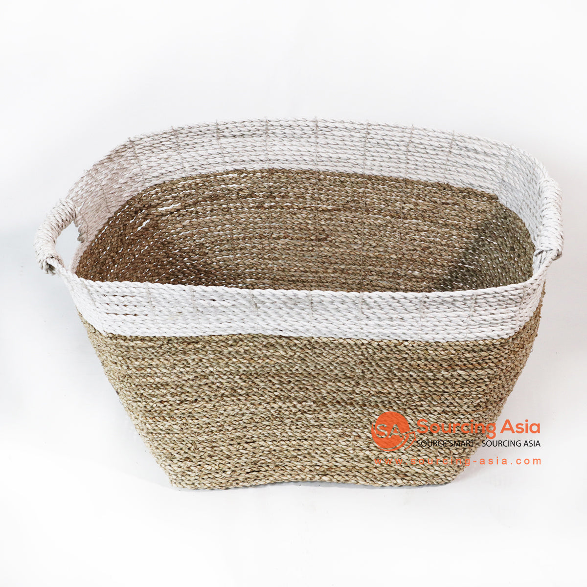 HBS095 NATURAL WATER HYACINTH RECTANGLE BASKET WITH WHITE EDGE