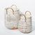 HBS184 SET OF TWO WHITE BAMBOO LAUNDRY BASKETS WITH HANDLE