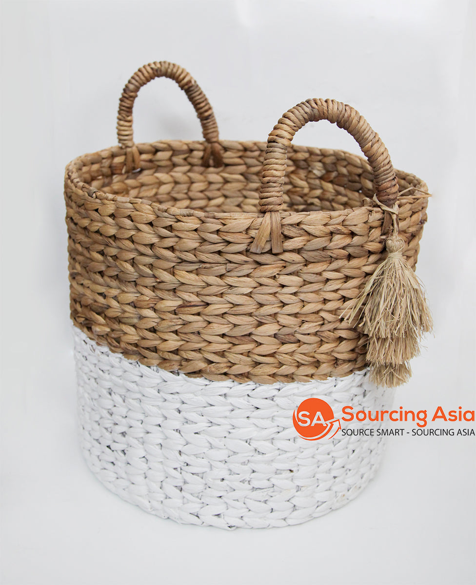 HBS258 BASKET WITH HANDLE AND TASSELS