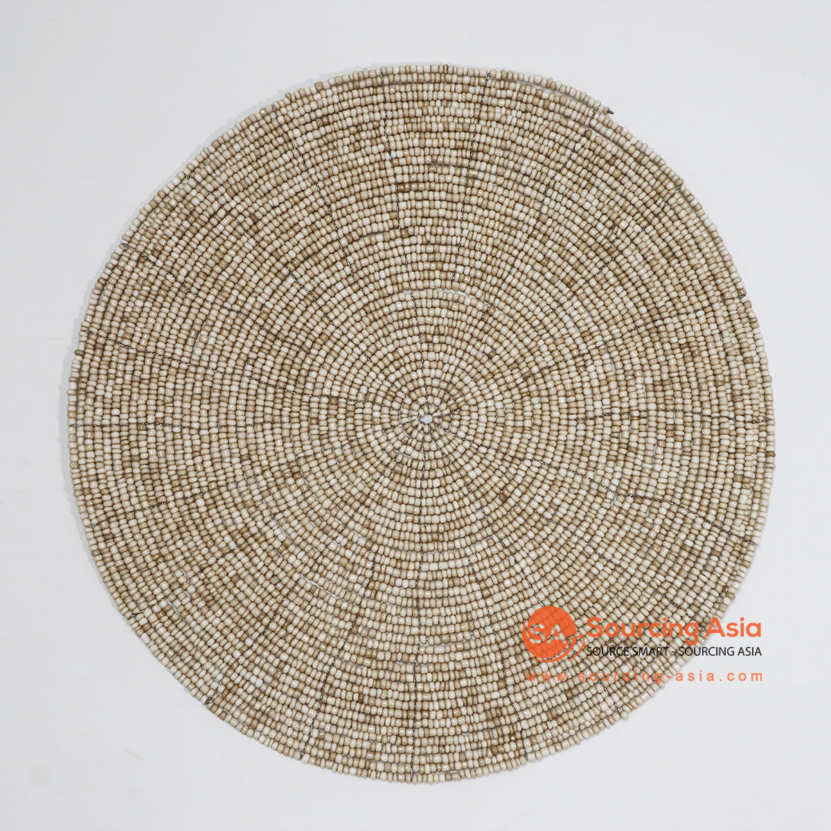 HBSC005-2 LIGHT BROWN BEADED ROUND PLACEMAT