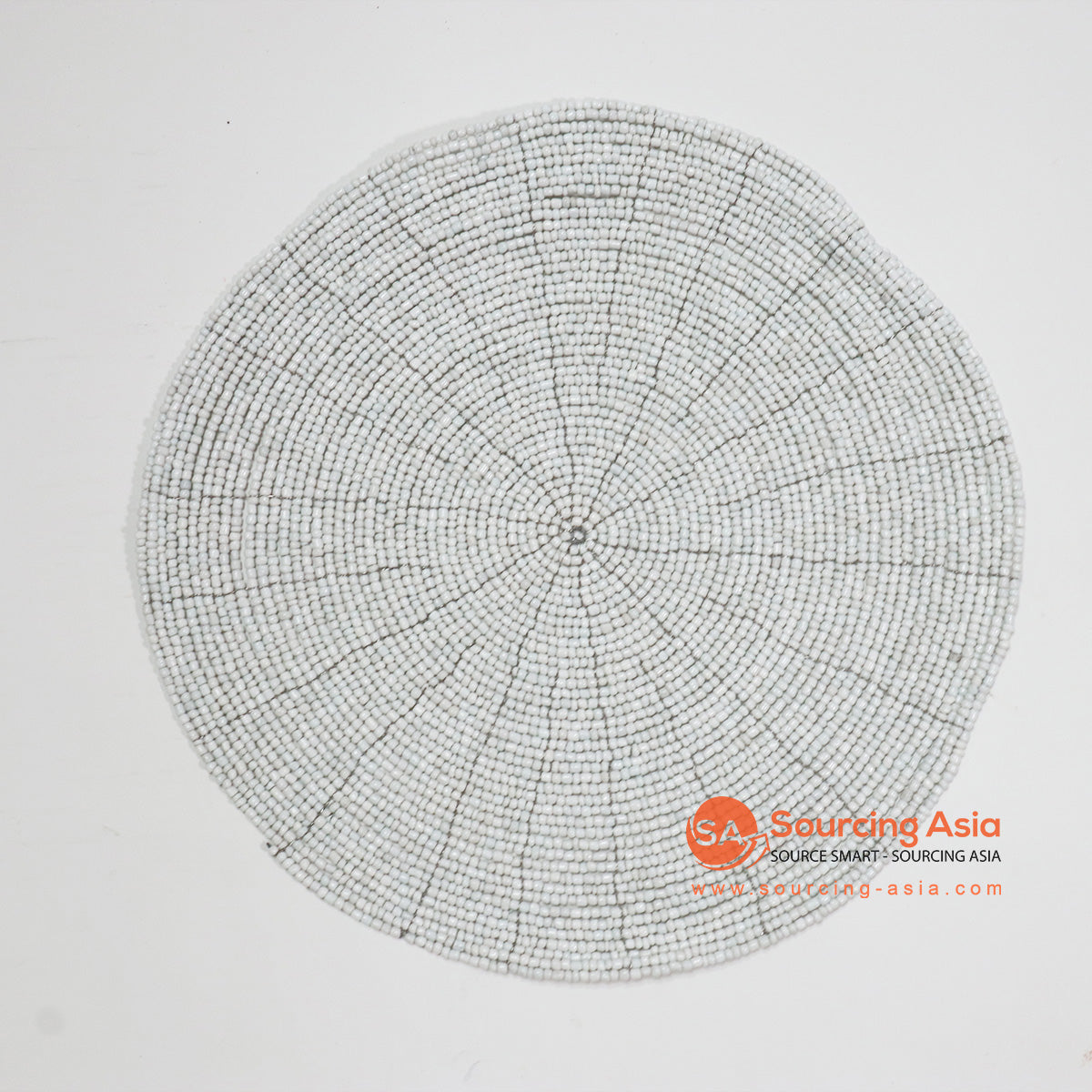 HBSC005 WHITE BEADED ROUND PLACEMAT