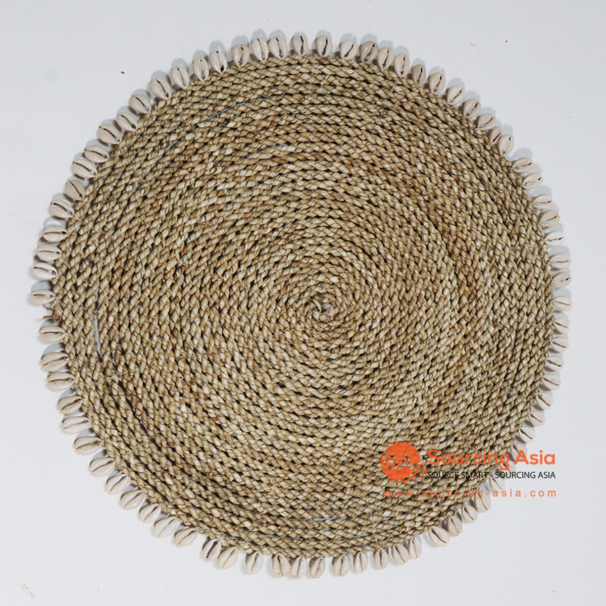 HBSC009 NATURAL SEA GRASS ROUND PLACEMAT WITH SHELL