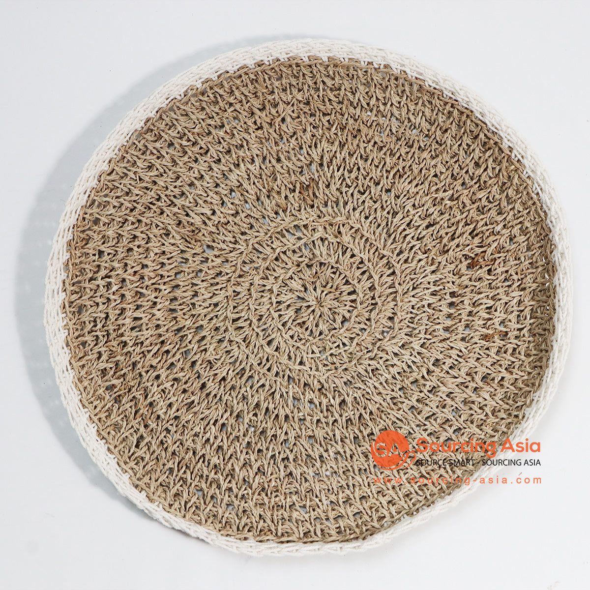 HBSC012 NATURAL AND WHITE AGEL ROUND PLACEMAT
