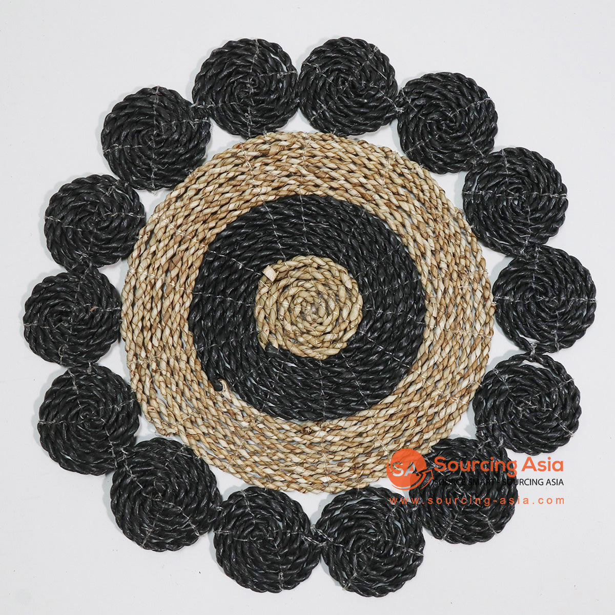 HBSC013-6 NATURAL AND BLACK SEA GRASS DECORATIVE PLACEMAT