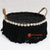 HBSC041 BLACK SEAGRASS TRINKET BASKET WITH SHELL AND FRINGE