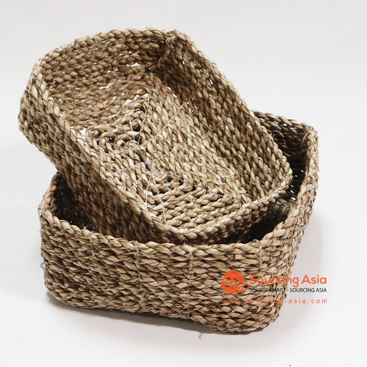 HBSC047-1 SET OF TWO NATURAL SEAGRASS TRINKET BASKETS
