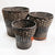HBSC107-1 SET OF THREE BLACK BAMBOO AND SEAGRASS BASKETS
