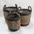 HBSC082 SET OF THREE NATURAL AND GREY SEAGRASS BASKETS WITH HANDLE