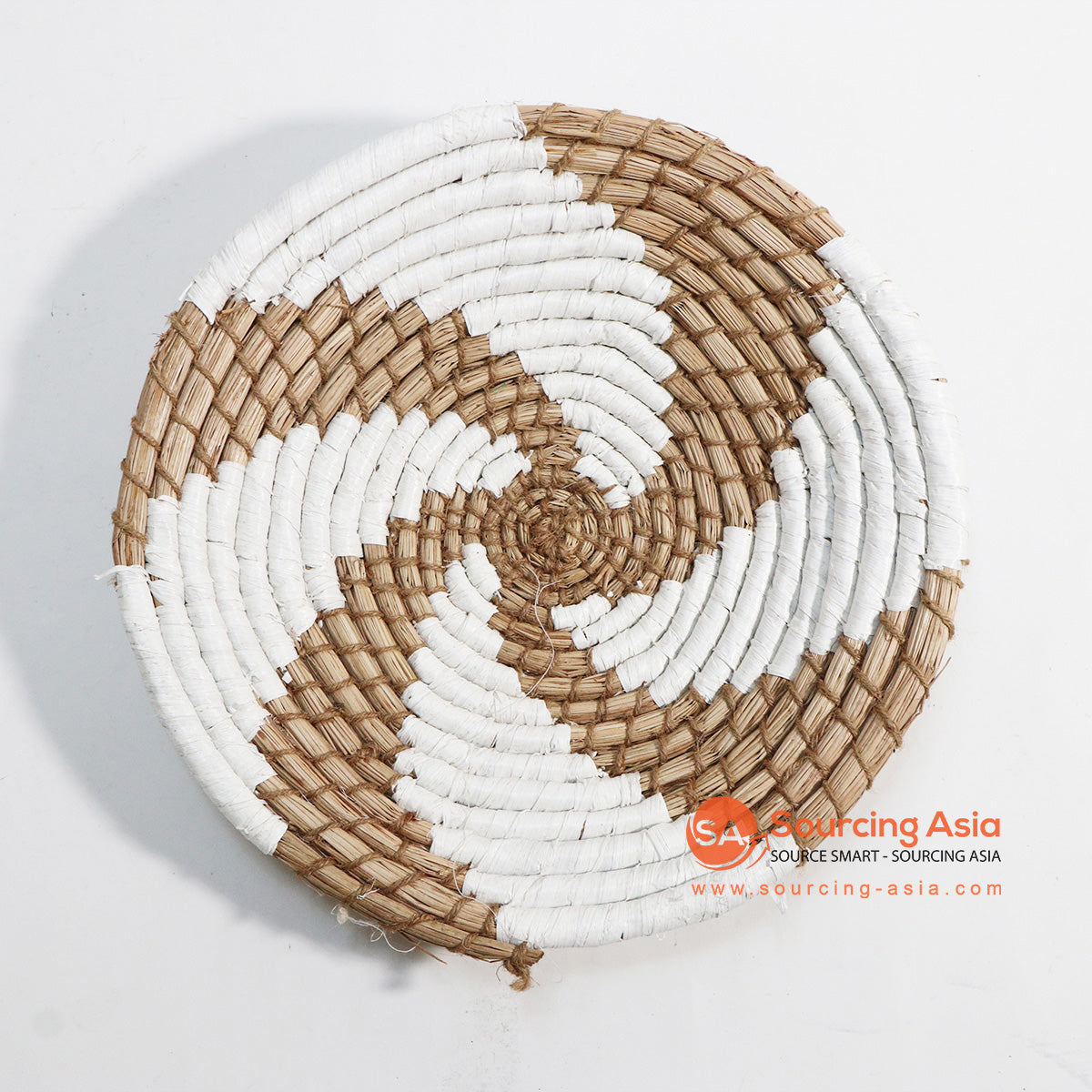 HBSC129-9 NATURAL MENDONG ROUND DISC WALL DECORATION WITH WHITE MACRAME