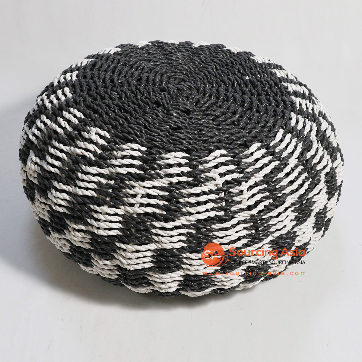 HBSC142-1 BLACK AND WHITE SYNTHETIC FOOT POUFFE