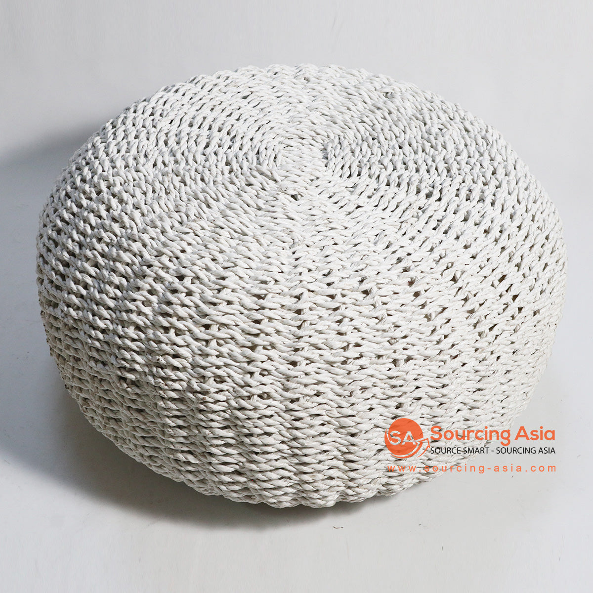 HBSC142 WHITE SYNTHETIC ROUND FOOT POUFFE
