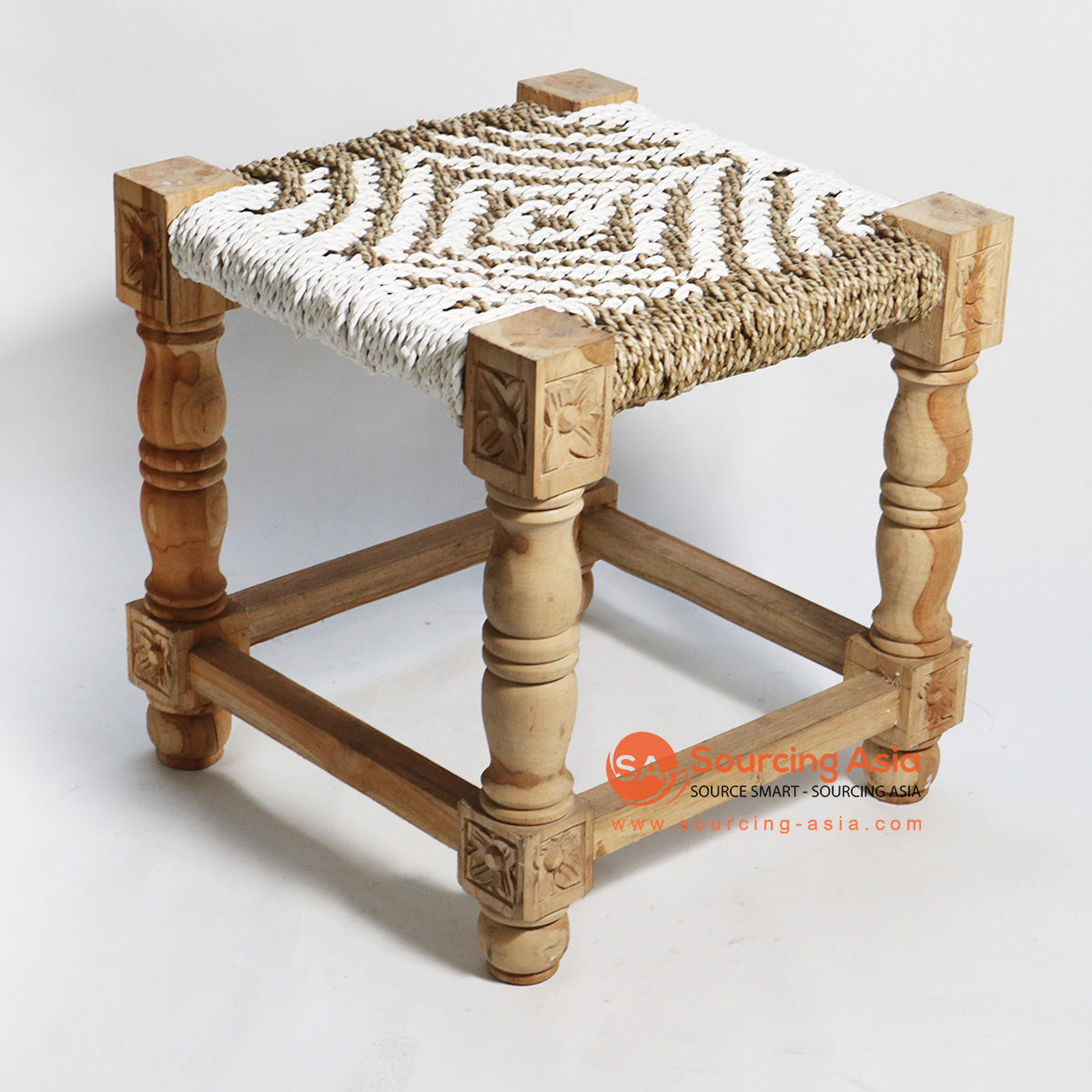HBSC165 NATURAL AND WHITE SEAGRASS STOOL