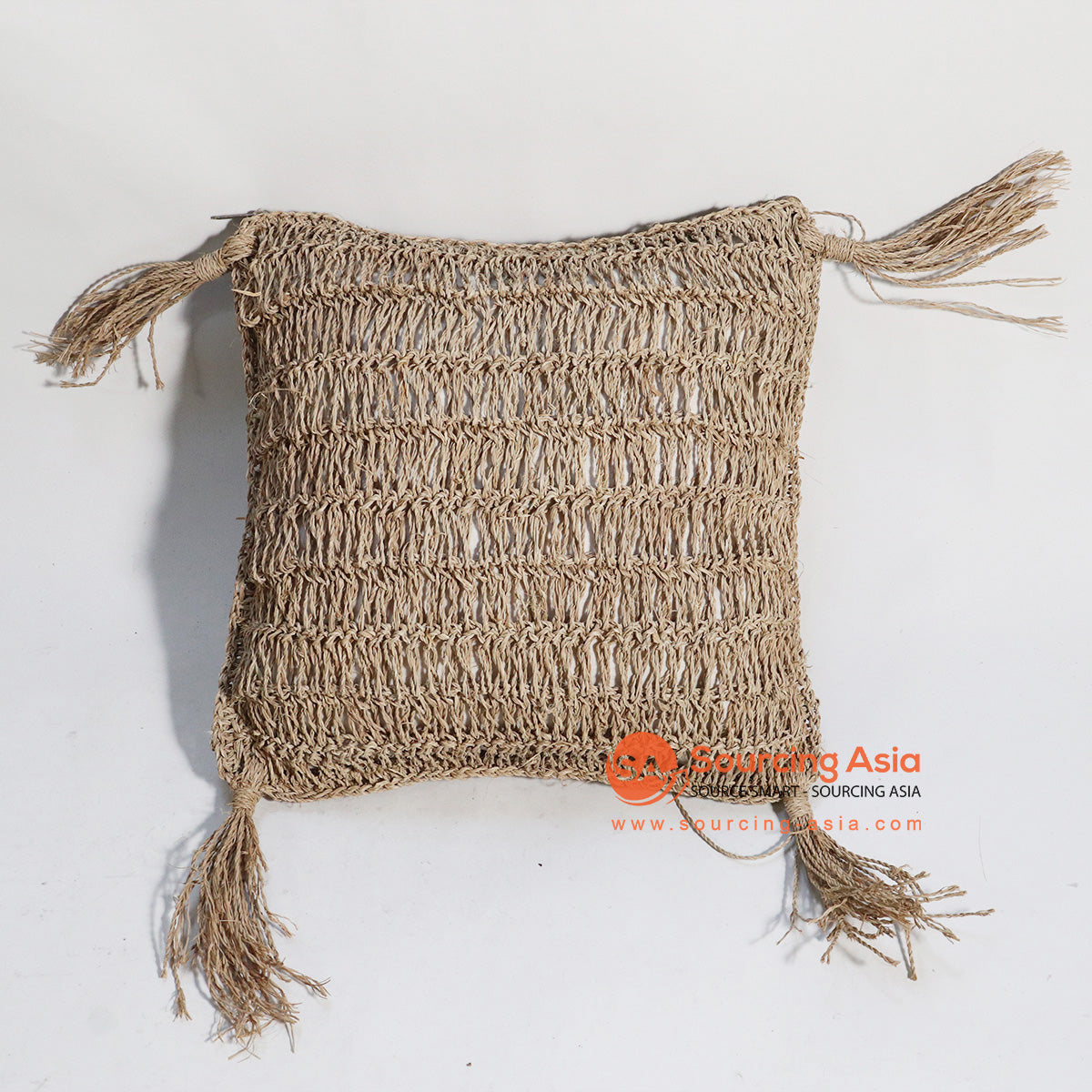 HBSC169 NATURAL AGEL CUSHION WITH TASSELS (PRICE WITH INNER)