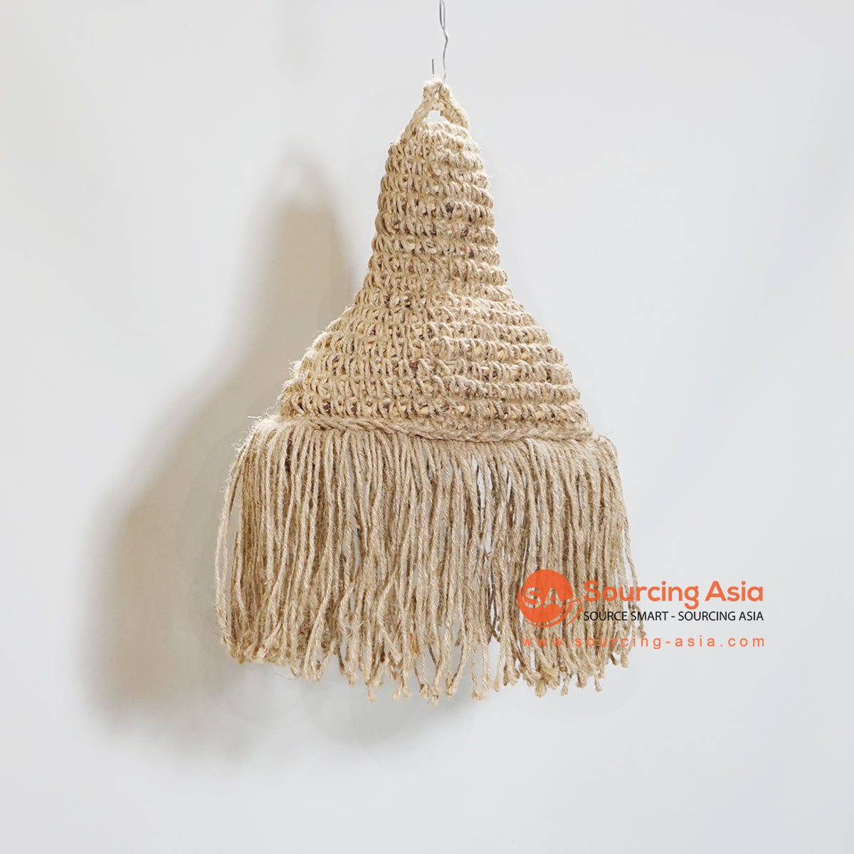 HBSC192-7 NATURAL FLAX ROPE PENDANT LAMP WITH FRINGE
