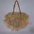 HBSC268 NATURAL GAJIH BAG WITH FRINGE AND LEATHER HANDLE
