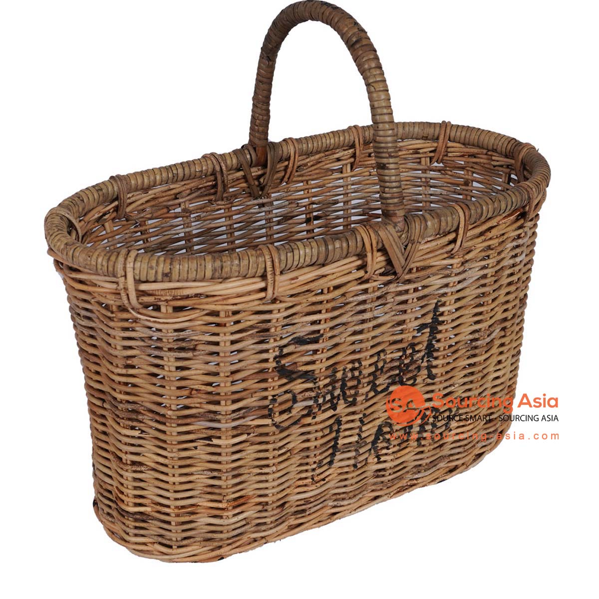 HBSC304 NATURAL RATTAN OVAL BASKET WITH HANDLE