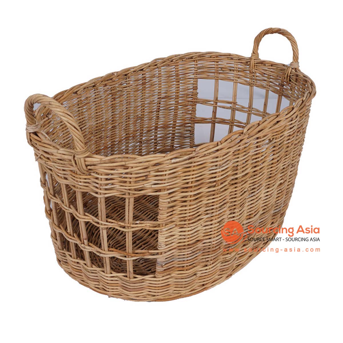 HBSC306 NATURAL RATTAN ROUND BASKET WITH HANDLE