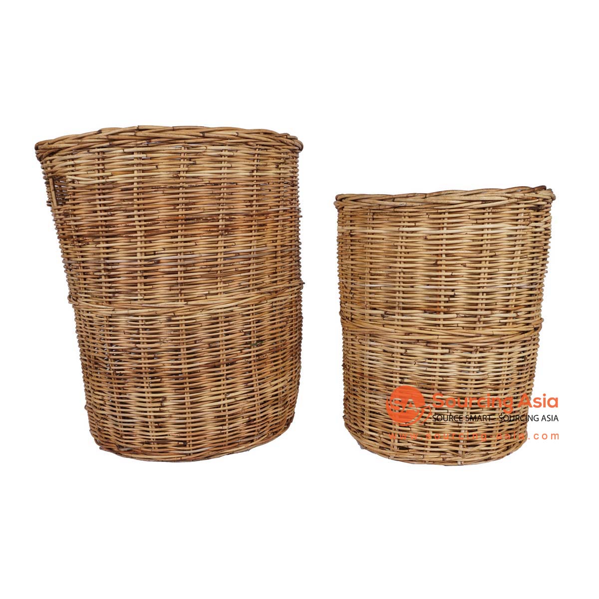 HBSC310 SET OF TWO NATURAL RATTAN TALL BASKETS