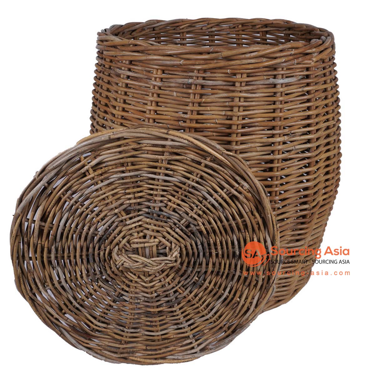 HBSC314 NATURAL RATTAN DECORATIVE BASKET WITH LID