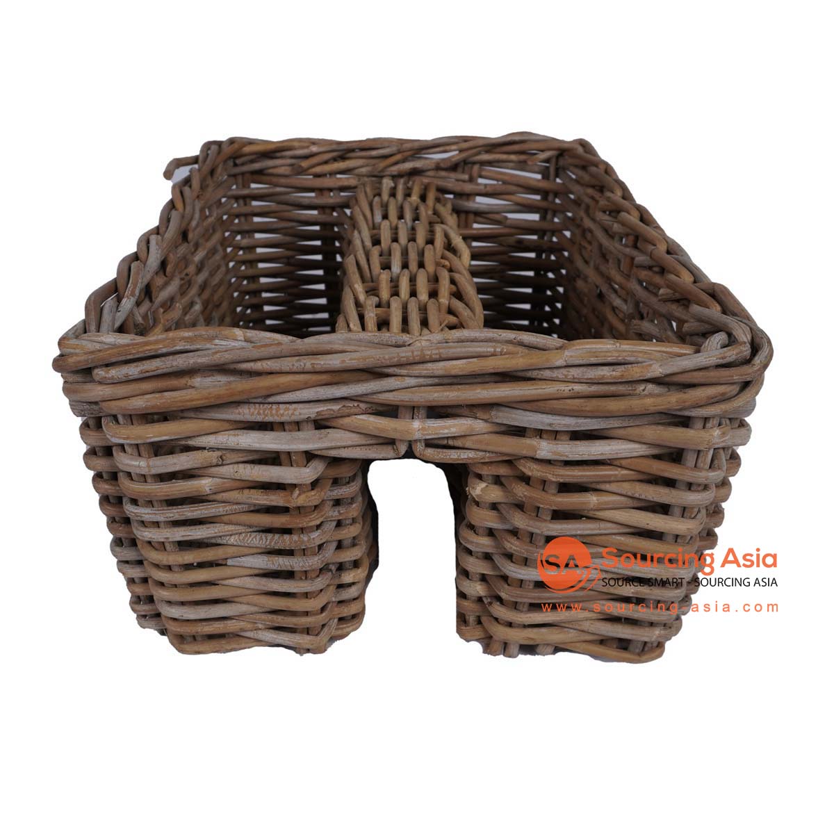 HBSC323 NATURAL RATTAN  DECORATIVE BASKET WITH TWO SLOTS