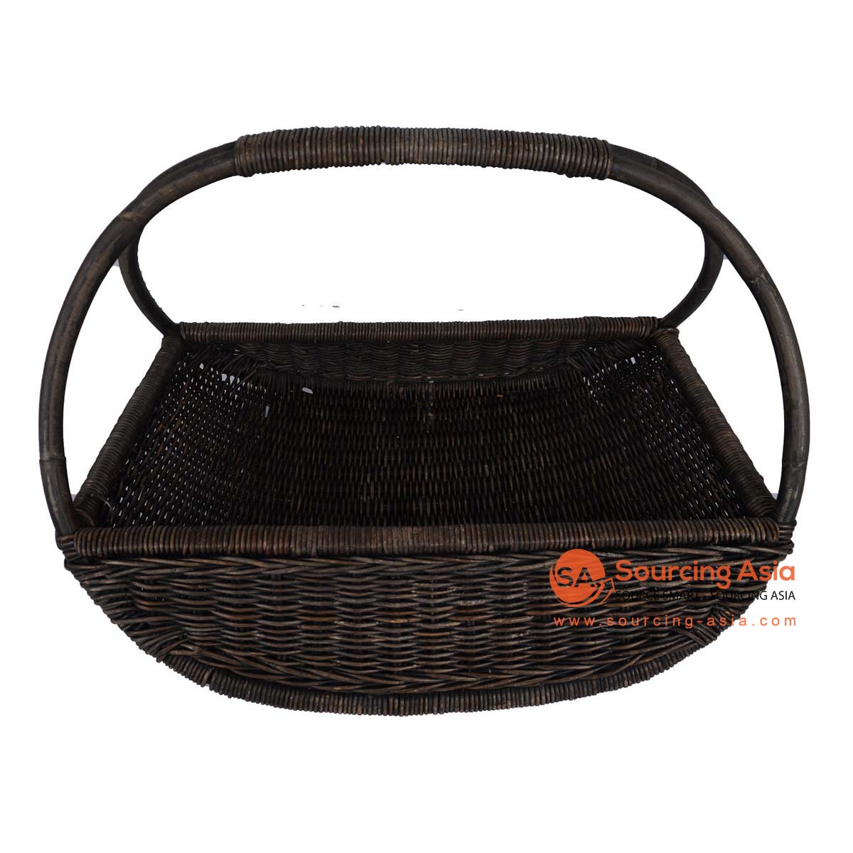 HBSC324 DARK BROWN RATTAN DECORATIVE BASKET WITH HANDLE