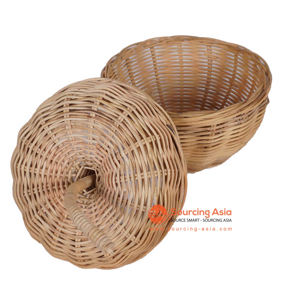 HBSC330 NATURAL RATTAN DECORATIVE APPLE  BASKET WITH LID