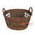 HBSC338 NATURAL RATTAN ROUND DECORATIVE BASKET WITH HANDLE