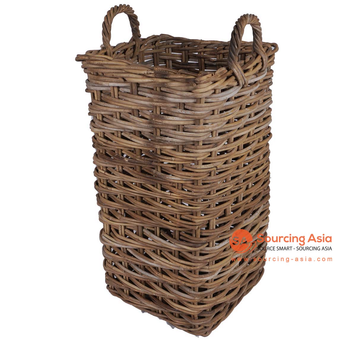 HBSC343 NATURAL RATTAN TALL BASKET WITH HANDLE