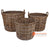 HBSC348 SET OF THREE NATURAL RATTAN ROUND BASKETS WITH HANDLE