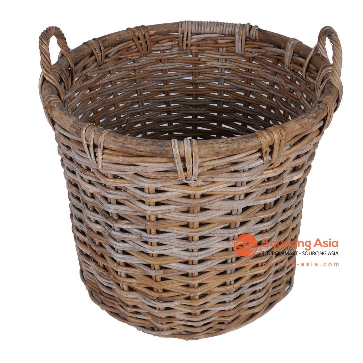 HBSC350 NATURAL RATTAN ROUND BASKET WITH HANDLE