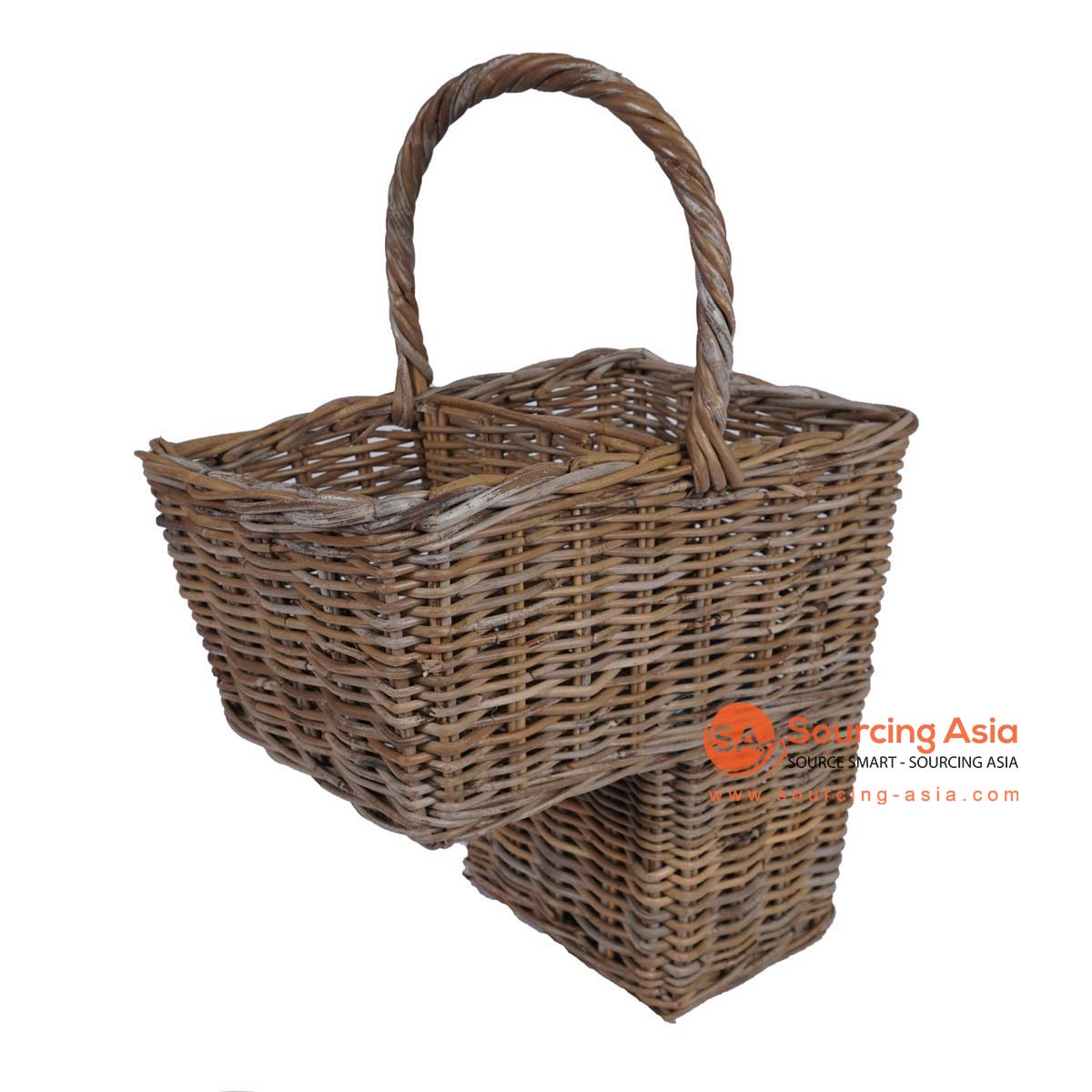 HBSC351 NATURAL RATTAN DECORATIVE BASKET WITH SLOTS AND HANDLE