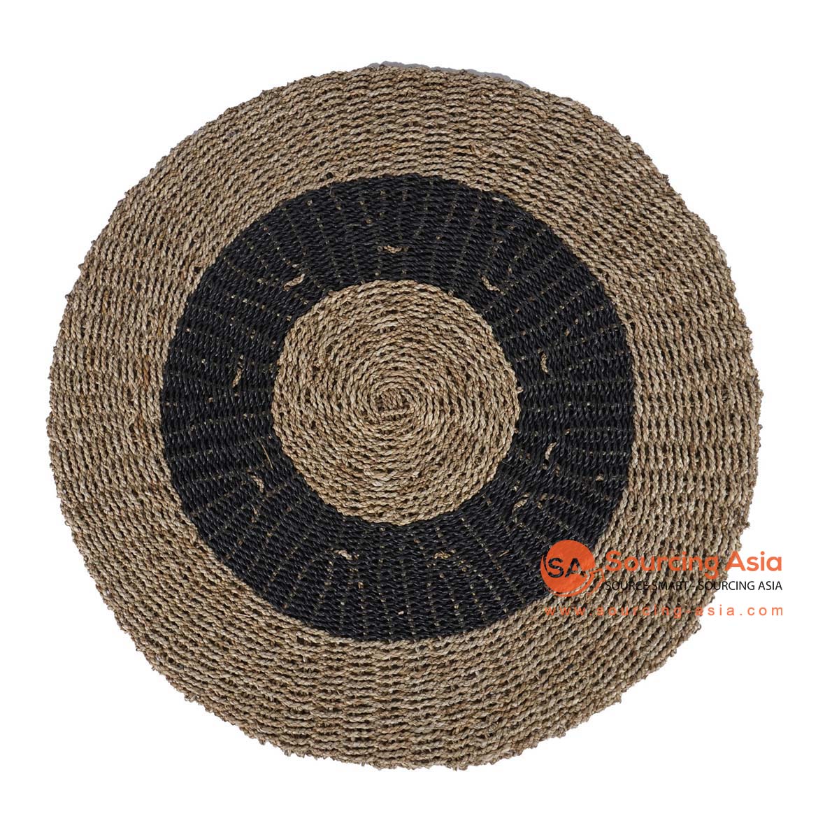 HBSC354 NATURAL AND BLACK SEAGRASS ROUND RUG