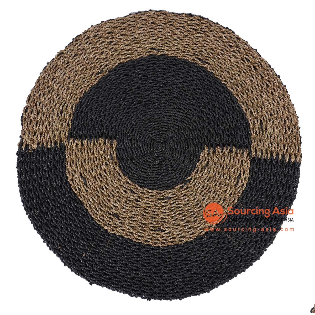 HBSC363 NATURAL AND BLACK SEAGRASS ROUND RUG