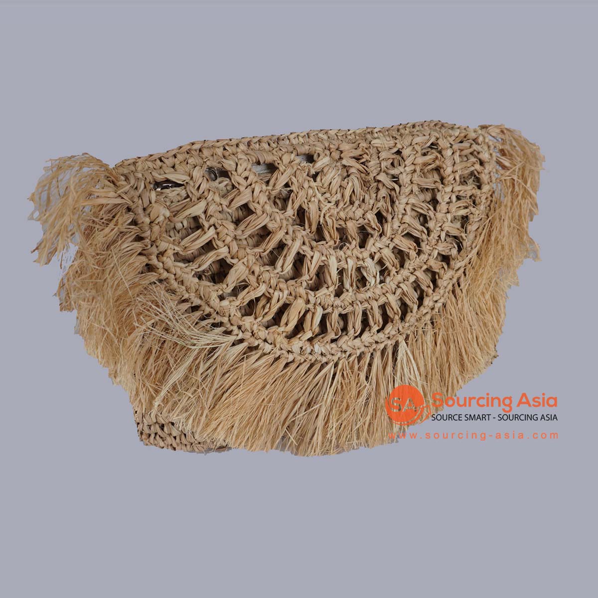 HBSC382 NATURAL GAJIH CRESCENT HAND BAG WITH FRINGE