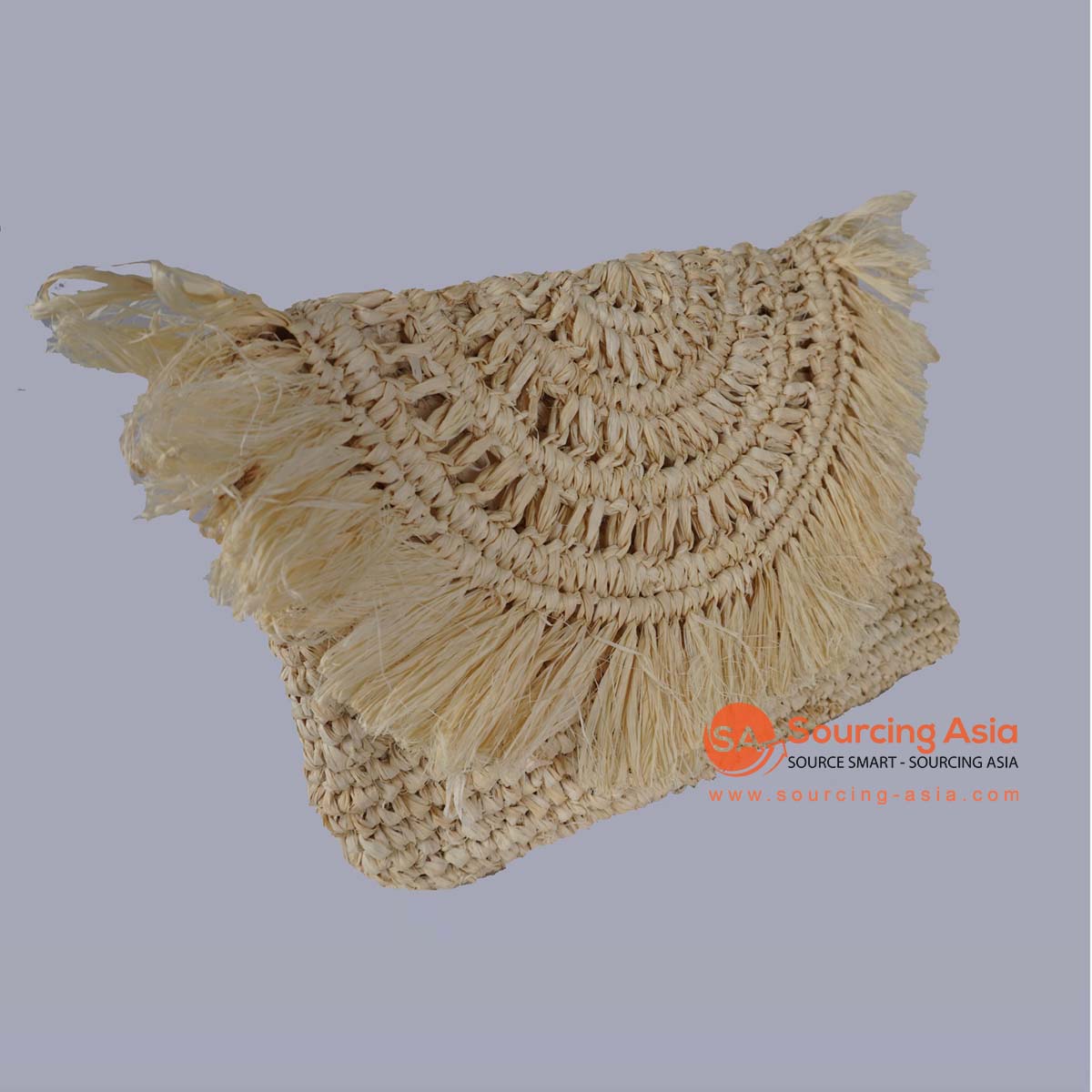 HBSC385 NATURAL GAJIH CRESCENT HAND BAG WITH FRINGE