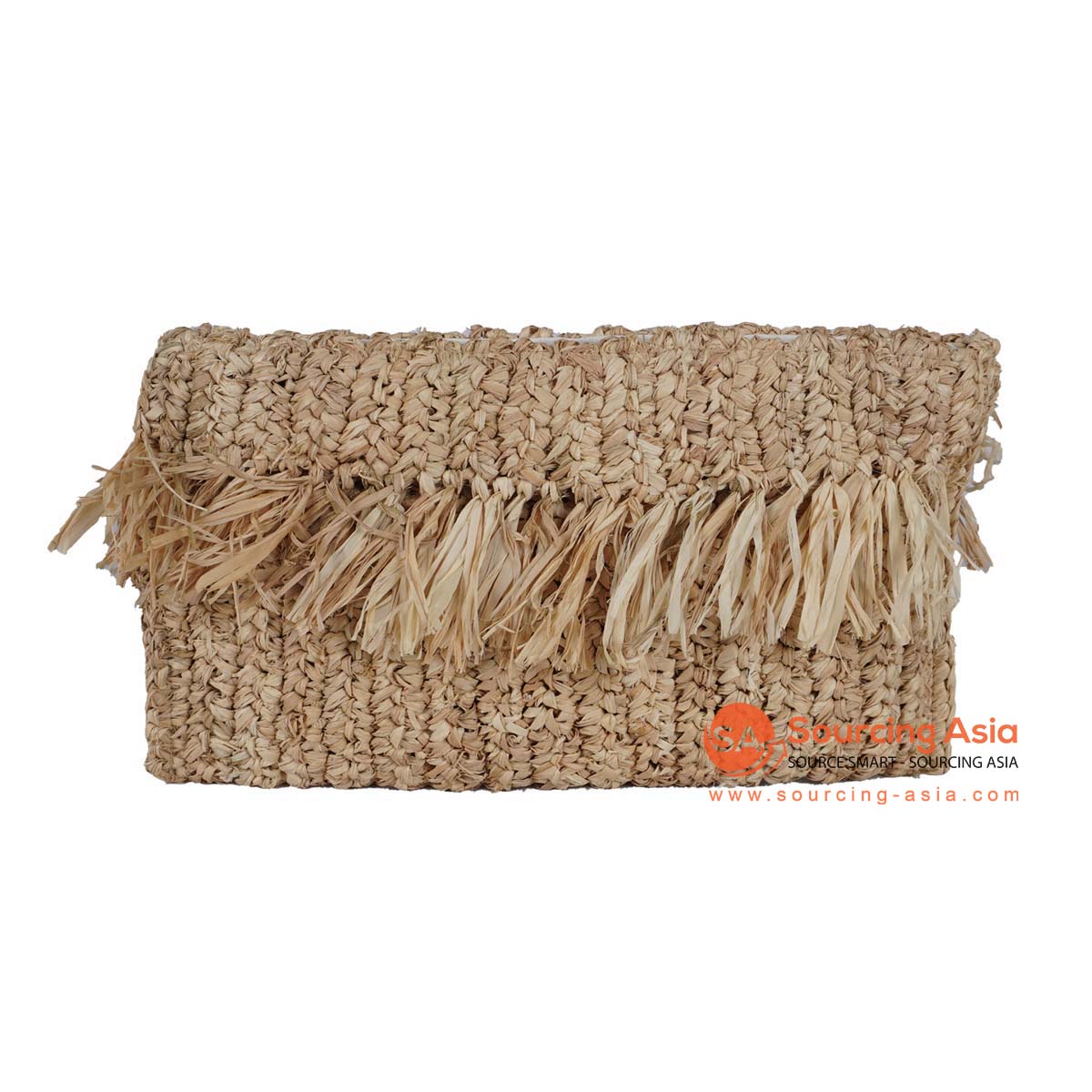 HBSC399 NATURAL GAJIH RECTANGULAR HAND BAG WITH FRINGE