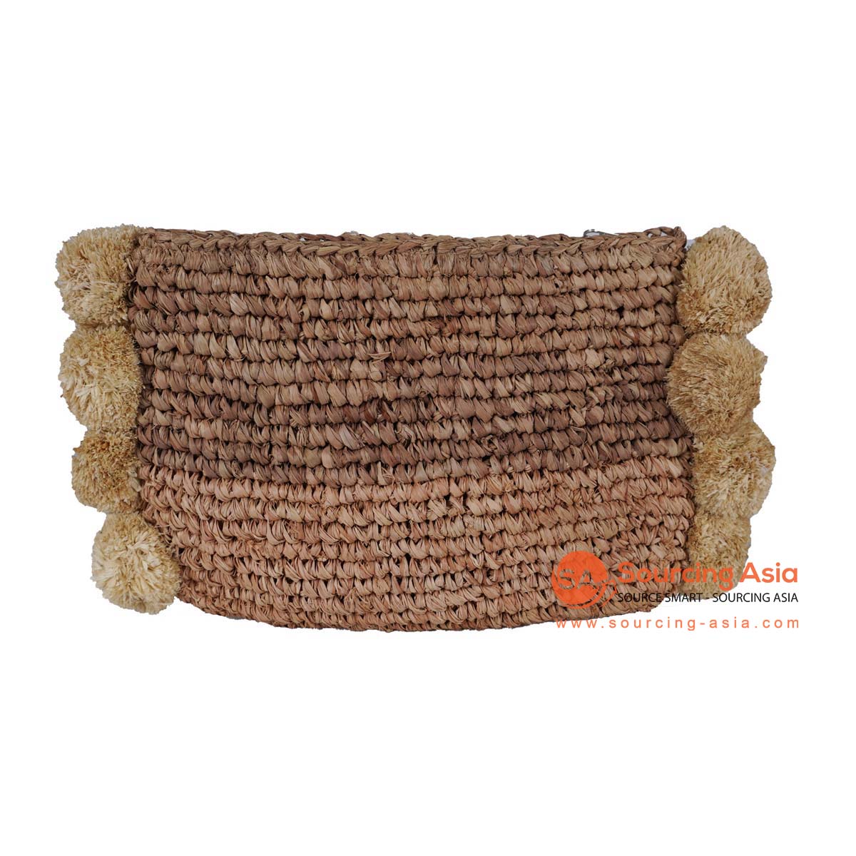 HBSC403 BROWN GAJIH RECTANGULAR HAND BAG WITH POMS