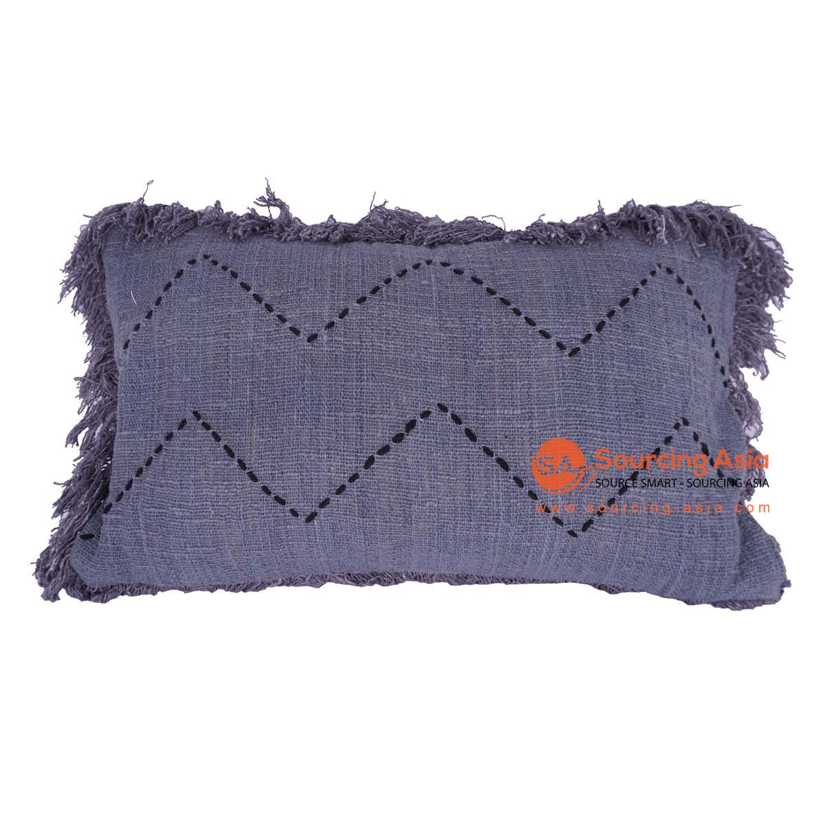 HBSC411 GREY PATTERNED TUMENGGAL RECTANGULAR CUSHION WITH FRINGE (PRICE WITHOUT INNER)