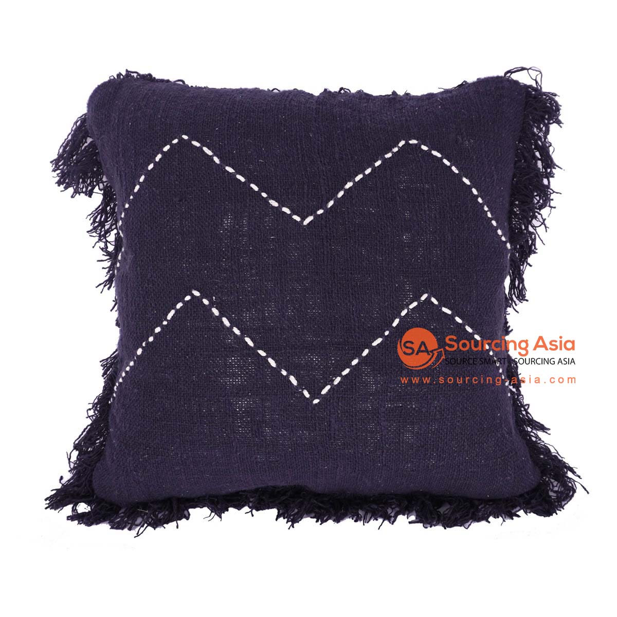 HBSC416 DEEP BLUE TUMENGGAL SQUARE CUSHION WITH FRINGE (PRICE WITHOUT INNER)