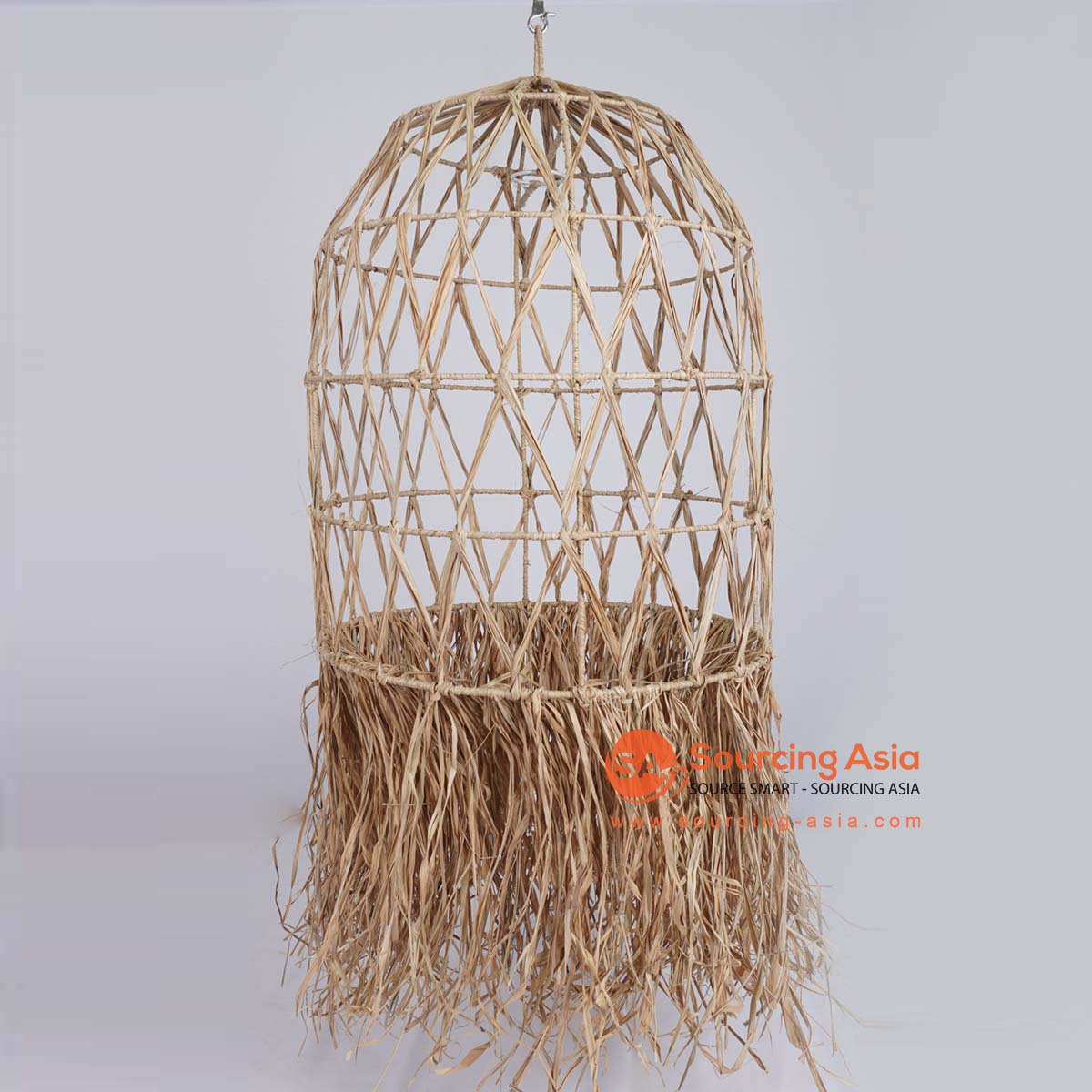 HBSC495 NATURAL GAJIH DECORATIVE CAGE PENDANT LAMP WITH FRINGE