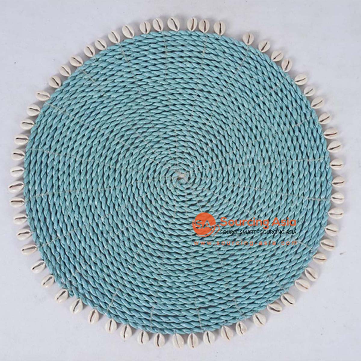 HBSC562-1 BLUE PLASTIC ROUND PLACEMAT WITH SHELL EDGE