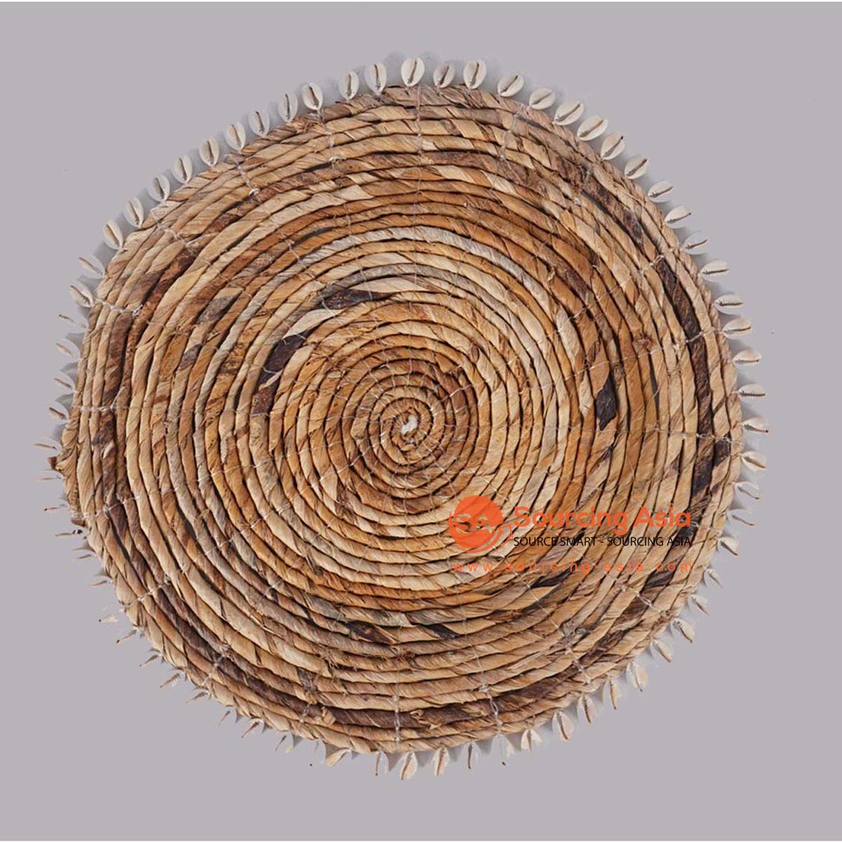 HBSC563 NATURAL BANANA ROUND PLACEMAT WITH SHELL EDGE