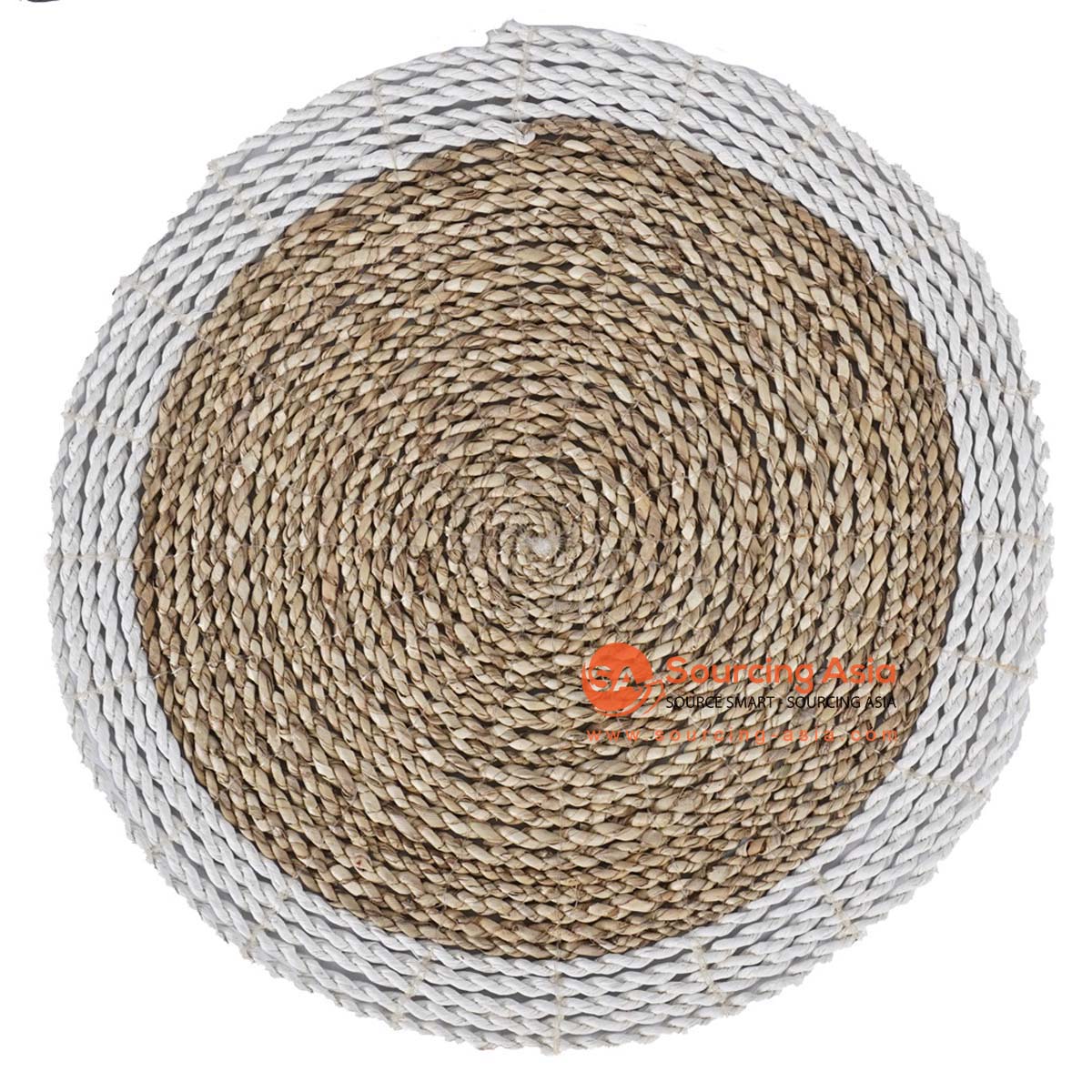 HBSC567-2 NATURAL AND WHITE PANDANUS ROUND PLACEMAT
