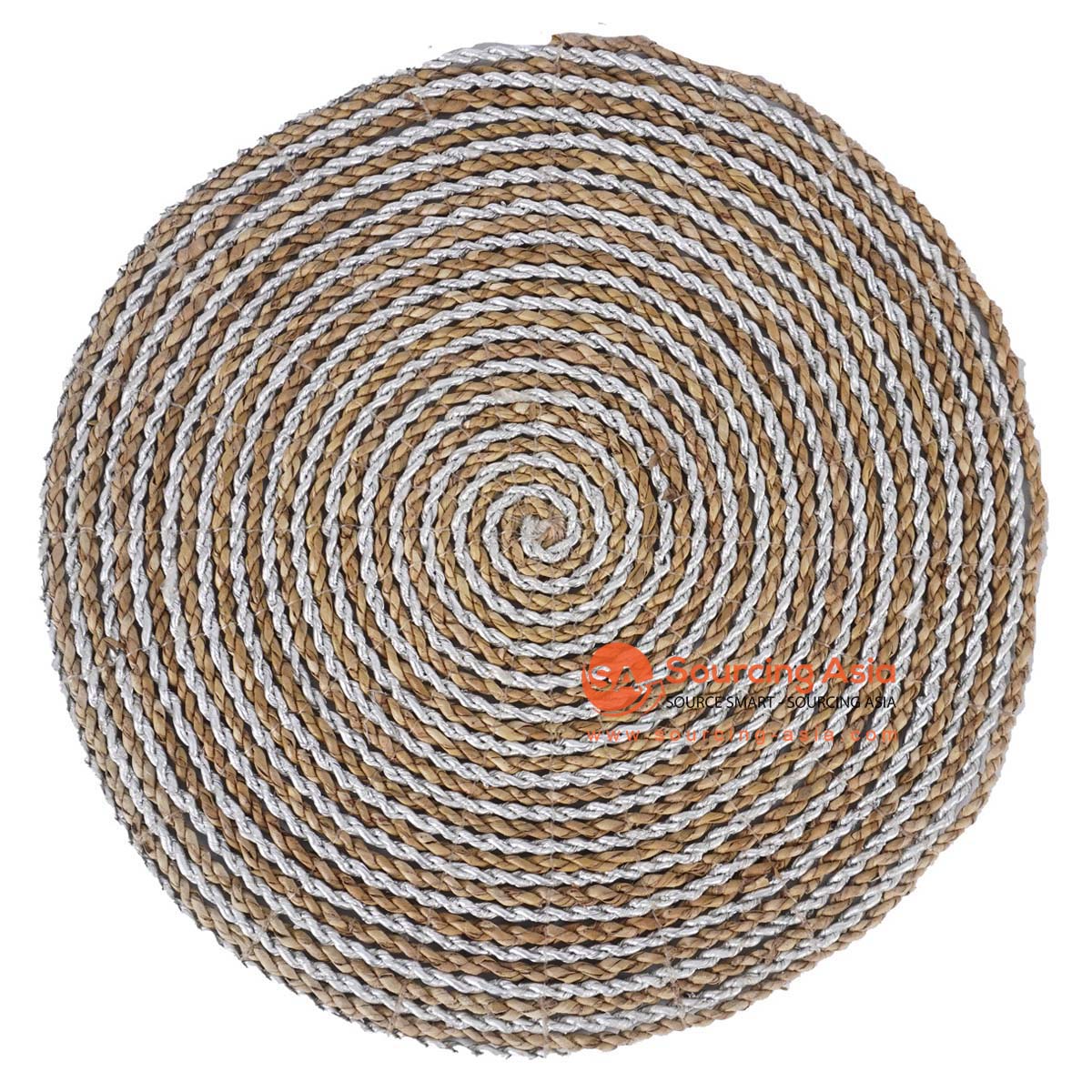 HBSC571 NATURAL AND WHITE PANDANUS ROUND PLACEMAT