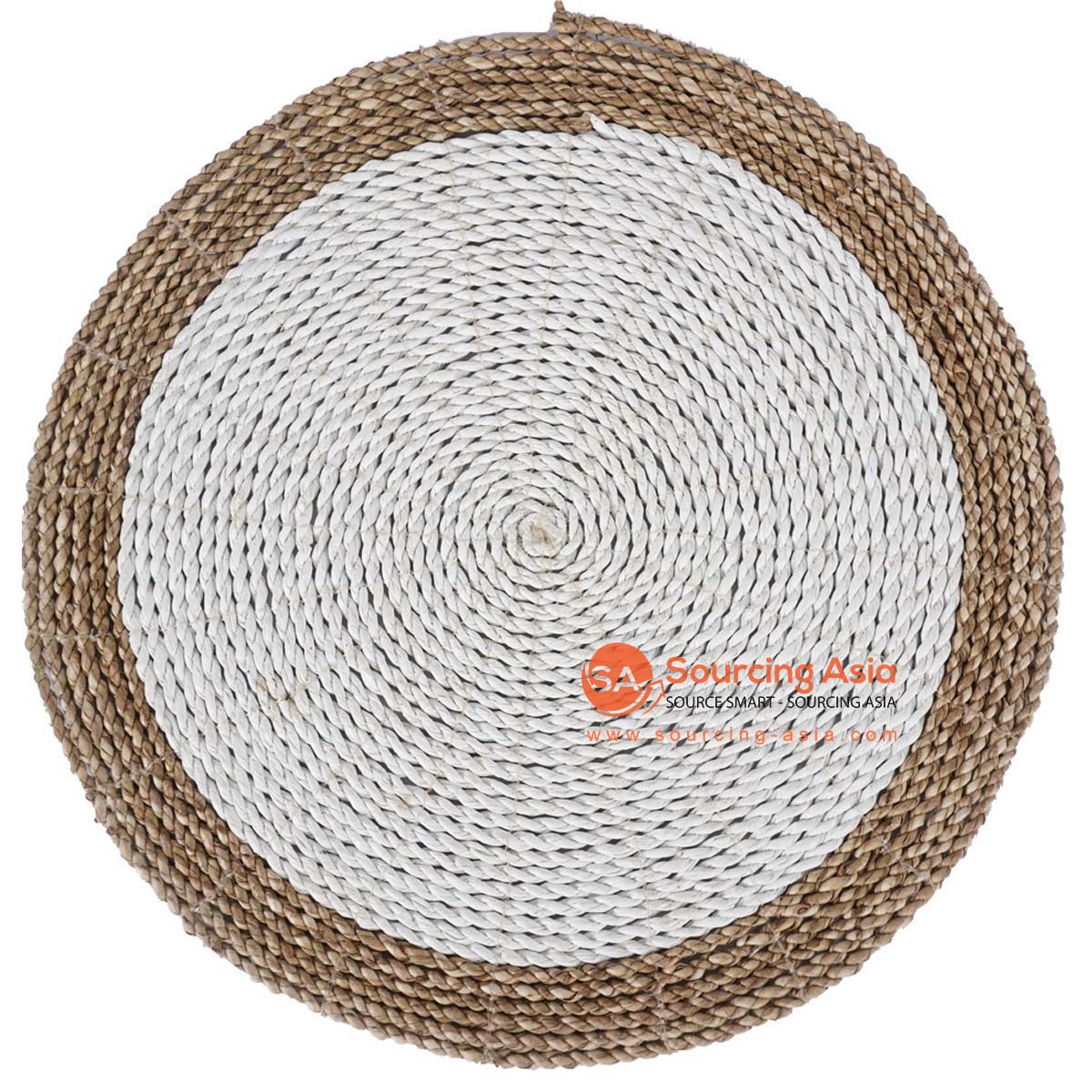HBSC572 NATURAL AND WHITE PANDANUS ROUND PLACEMAT